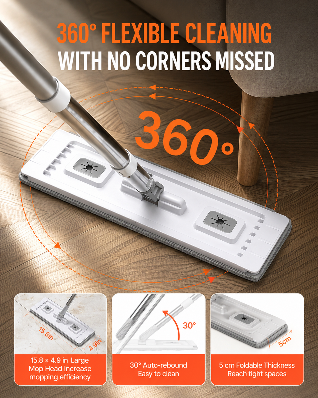 VEVOR  Microfiber Flat Mop & Bucket Set with Wringer
