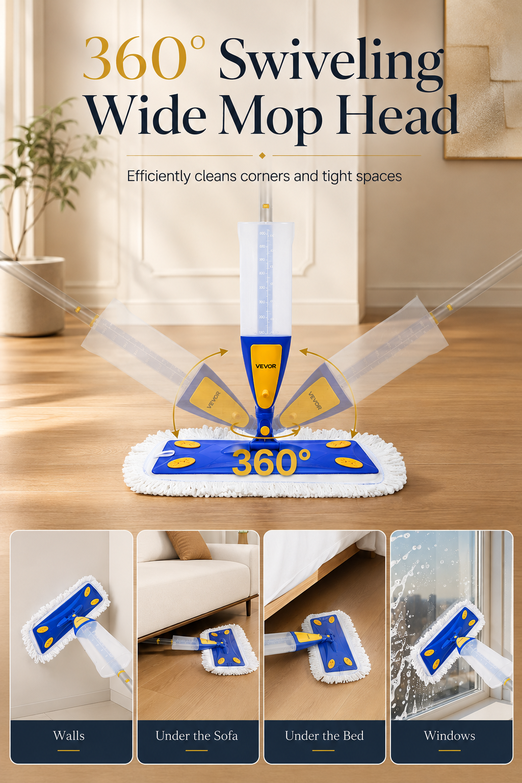 MistFlow Spray Mop + 3 Washable Pads