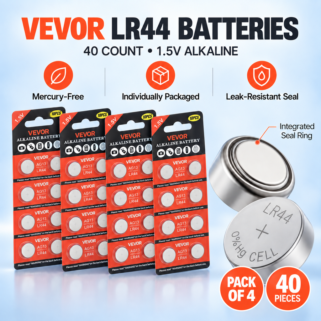 VEVOR LR44 1.5 Alkaline Button Cell Batteries – 40 Count