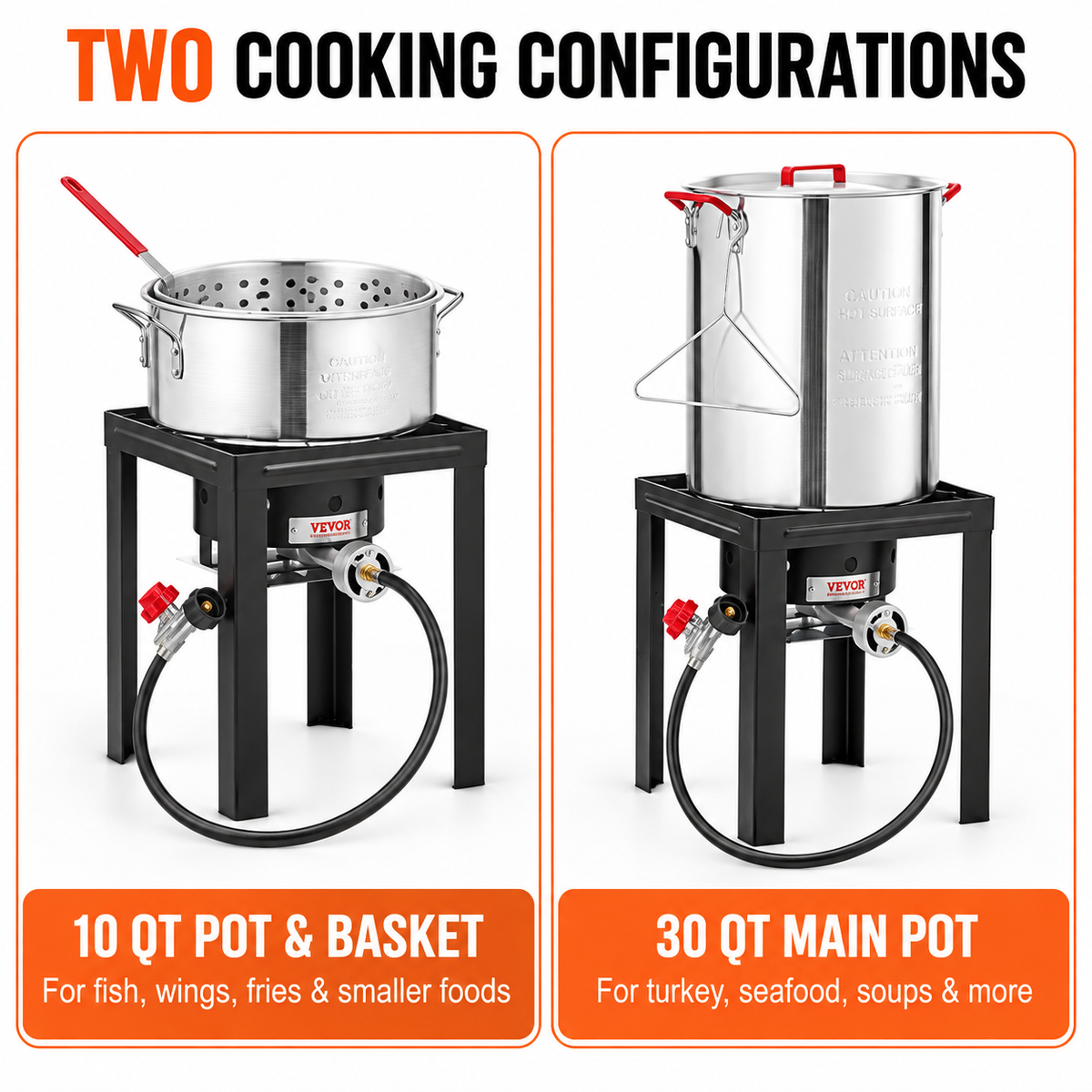 VEVOR 30-Qt Propane Turkey Fryer & Seafood Boiler Set – 54,000 BTU