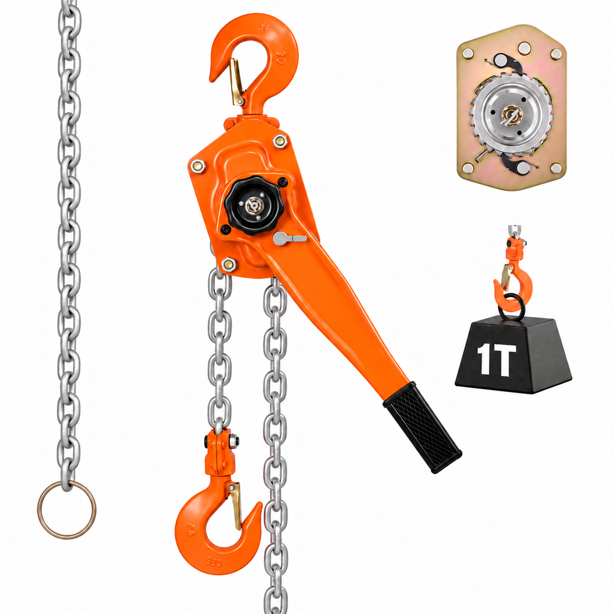 VEVOR Manual Lever Chain Hoist, 1 Ton 2200LB Capacity, 10 FT Lift, Heavy Duty Come Along