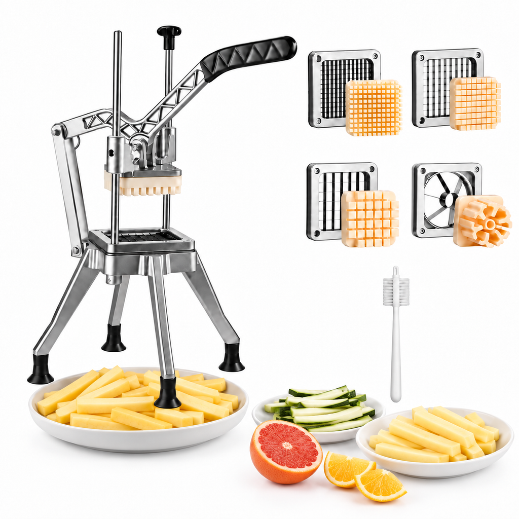 VEVOR Commercial French Fry Cutter, Vegetable Chopper with 4 Blades & 6 - Wedge Corer